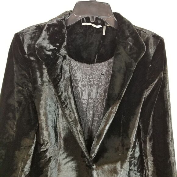 Soft Surroundings Women's Black Starlet Velvet Embellished Blazer Sz M Black - Picture 3 of 10